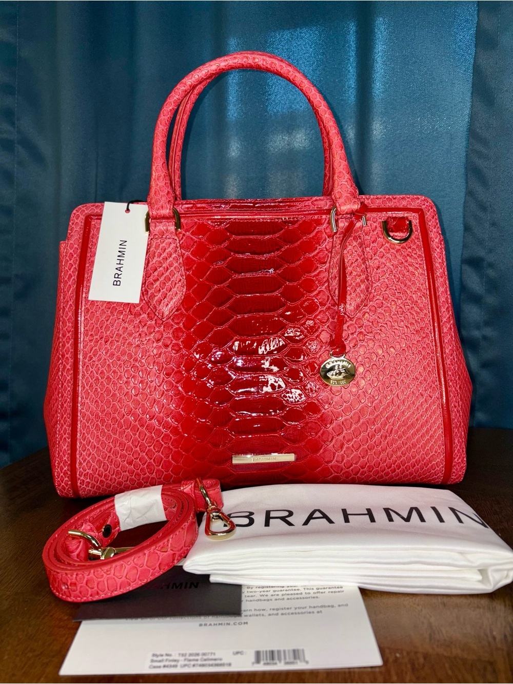 Brahmin NWT Sm Finley - Flame Calimero - Anaconda - Feminine, Sultry